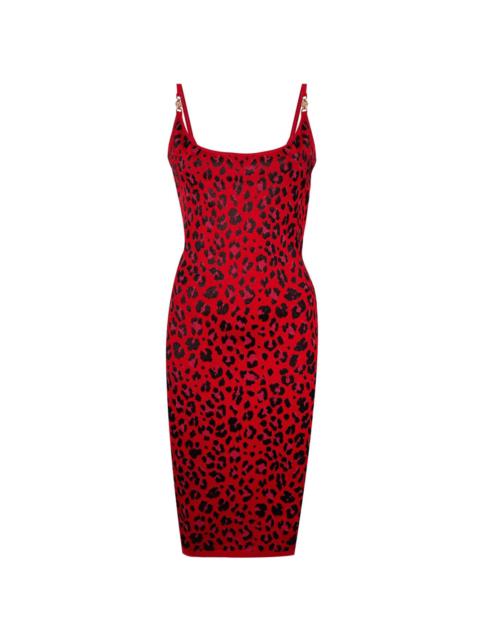 animalier-jacquard lurex-detail midi dress