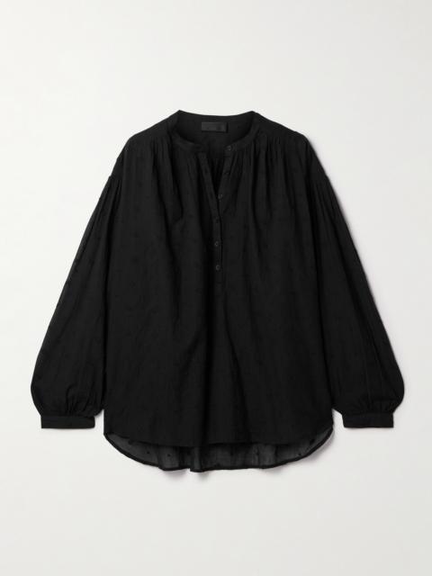 NILI LOTAN Neville Embroidered Cotton-voile Blouse