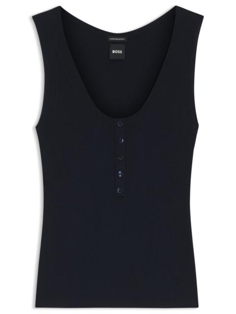 BOSS SLEEVELESS TOP IN RIB-KNIT MERINO WOOL