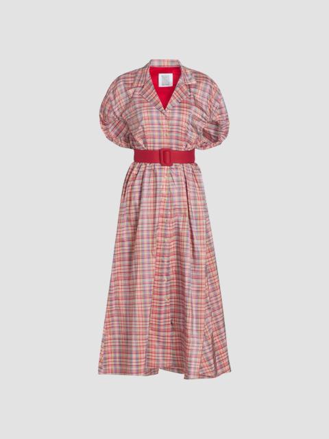 ROSIE ASSOULIN Women's Wind At Your Back Plaid Silk-Blend Midi-Dress - Pink Plaid