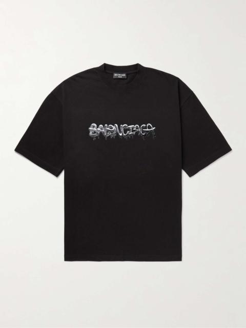 BALENCIAGA Oversized Logo-Print Cotton-Jersey T-Shirt