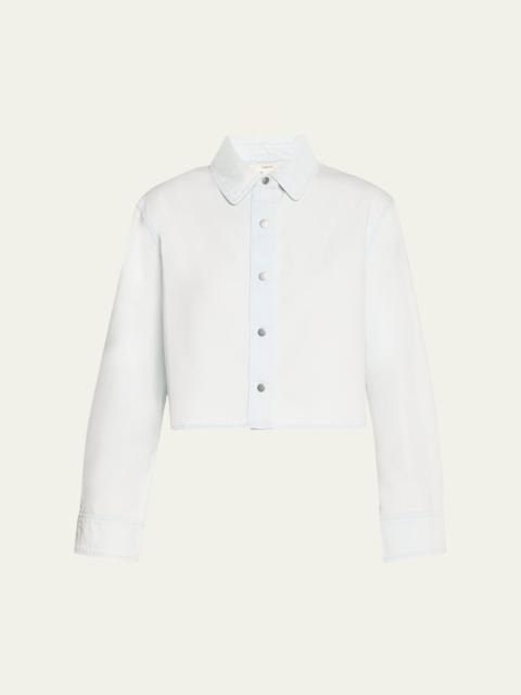 Cotton Twill Cropped Snap-Front Shirt