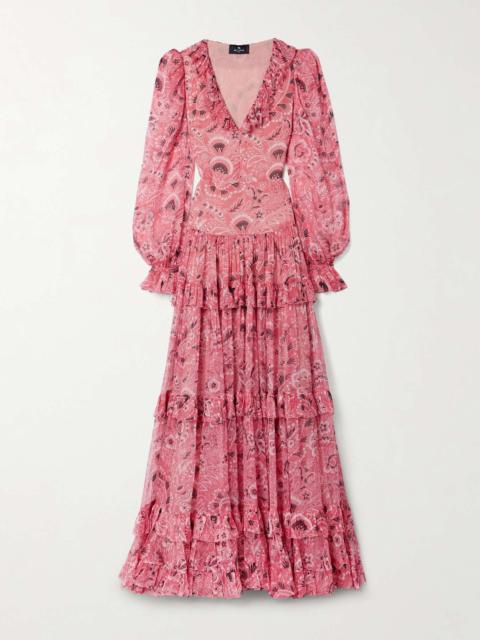 Etro Ruffled paisley-print silk-crepon maxi dress