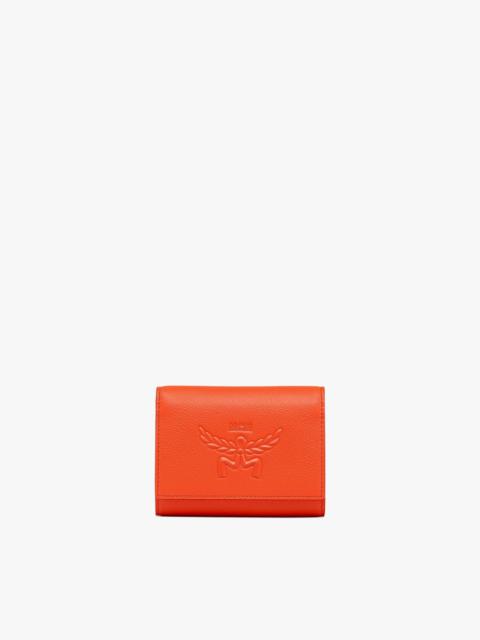 MCM Himmel Trifold Wallet in Embossed Logo Leather