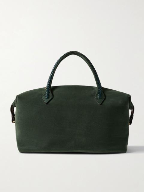 MÉTIER Vérité City medium braided leather-trimmed suede tote Emerald