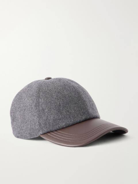 Berluti Leather-trimmed cashmere-blend hat Anthracite