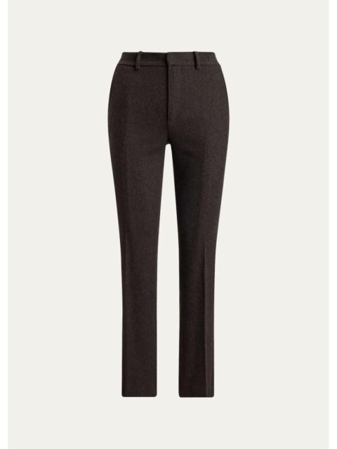 Ralph Lauren Andrey Wool Herringbone Tapered-Leg Ankle Pants