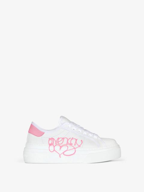 Givenchy CITY PLATFORM SNEAKERS IN LEATHER WITH GIVENCHY LOVE PRINT