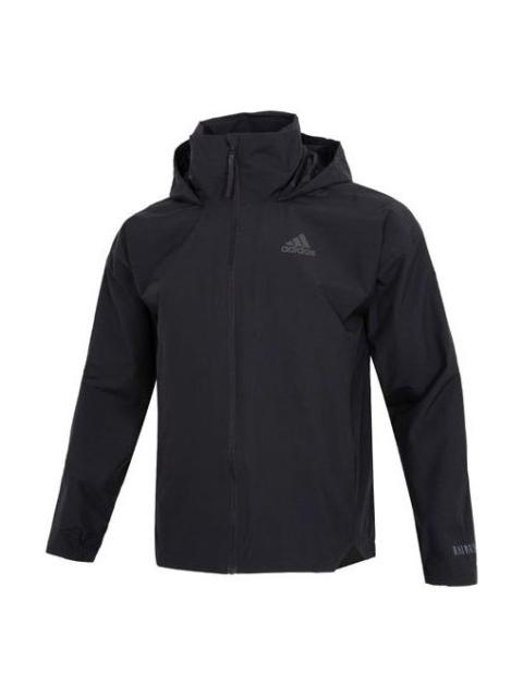 Men's adidas Traveer Rr J Athleisure Casual Sports Woven Solid Color Logo Stripe Hooded Jacket Black