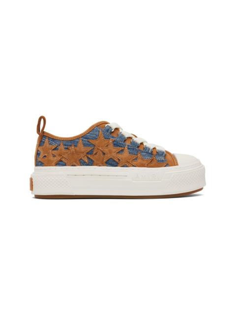 AMIRI Blue & Tan Denim Stars Court Low Sneakers