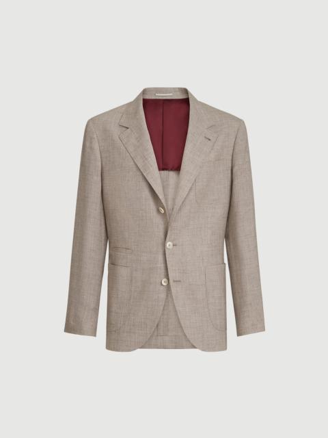 Brunello Cucinelli Wool, silk and linen slubbed fresco deconstructed blazer with patch pockets