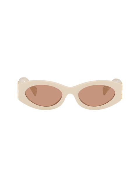 Miu Miu Off-White Retro Oval Sunglasses