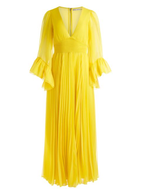 SELENE DEEP V NECK PLEATED MAXI DRESS