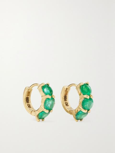 ILEANA MAKRI 18-karat gold emerald hoop earrings Green