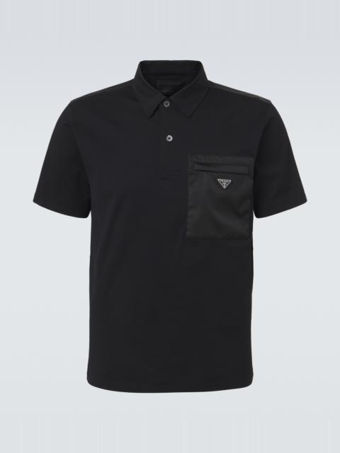 Prada Re-Nylon-trimmed cotton-blend polo shirt