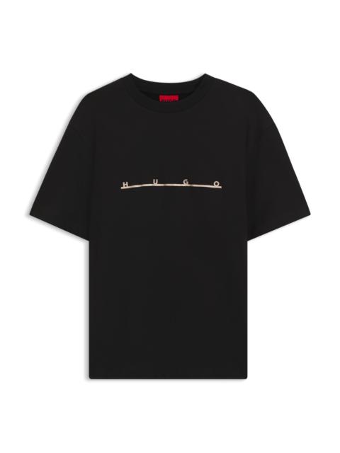 HUGO RELAXED-FIT T-SHIRT WITH ZIGZAG STITCHING DETAIL