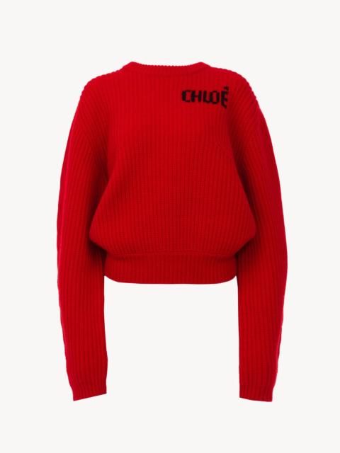 Chloé OVERSIZED LOGO SWEATER IN A WOOL & CASHMERE KNIT