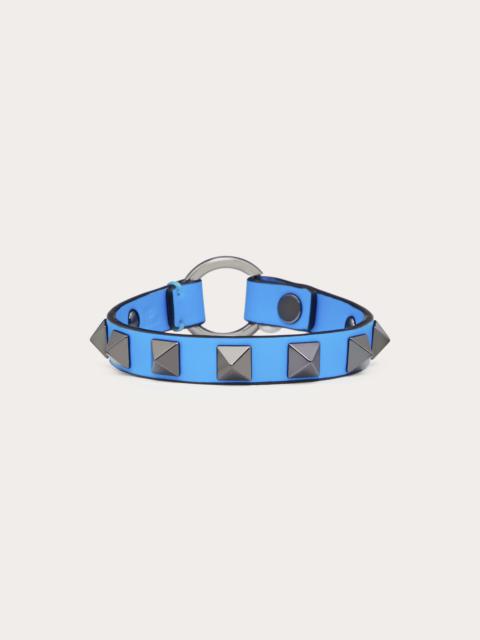 Valentino Rockstud Leather Bracelet with ruthenium studs