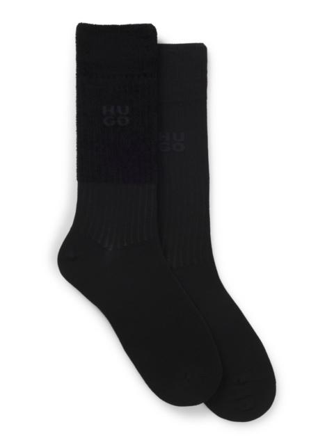 HUGO TWO-PACK OF RIBBED COTTON SOCKS IN VELVET YARN