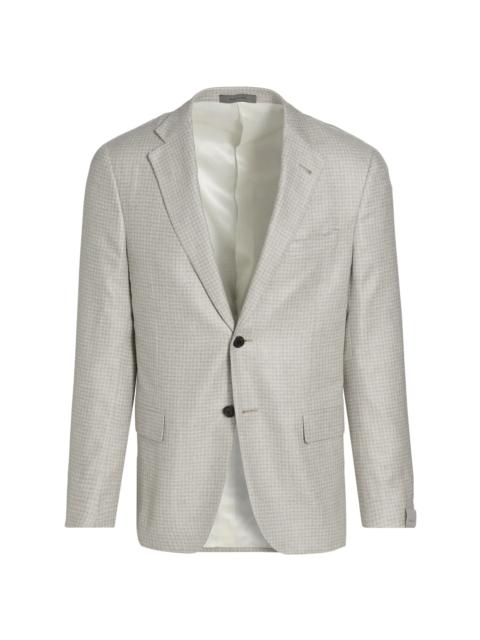 CORNELIANI Men's Houndstooth Silk Sport Jacket - Natural Blue Mini