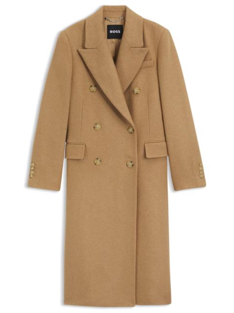 BOSS LONG-LENGTH TWILL COAT WITH DOUBLE-BREASTED CLOSURE
