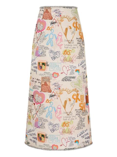 スカート ZIMMERMANN CRUSH COTTON MIDI SKIRT ZIMMERMANN Crush crystal-embellished scalloped linen midi