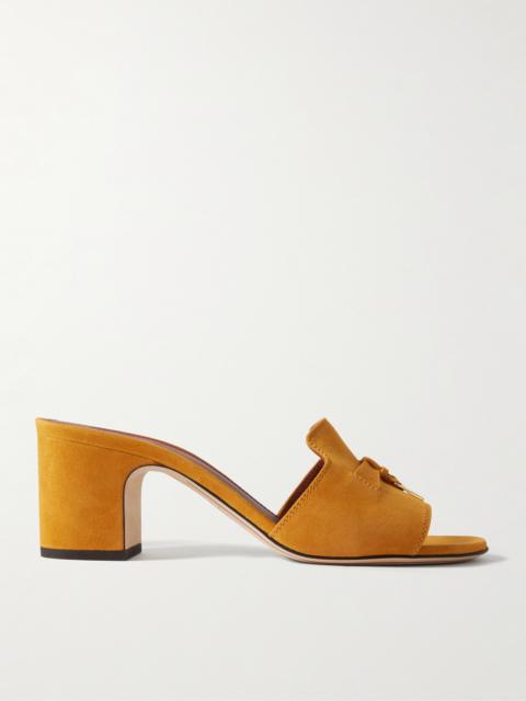 Loro Piana Summer Charms Embellished Suede Mules