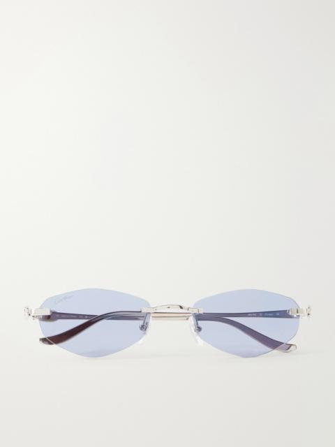 Cartier Panthère de Cartier Round-Frame Silver-Tone Sunglasses