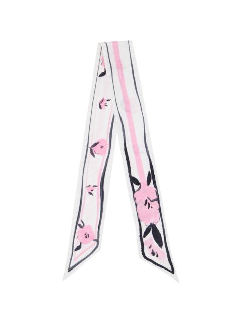 Marni White & Pink Floral Print Silk Bandeau Scarf