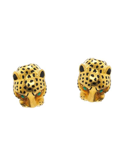 DAVID WEBB Kingdom Leopard Stud Earrings