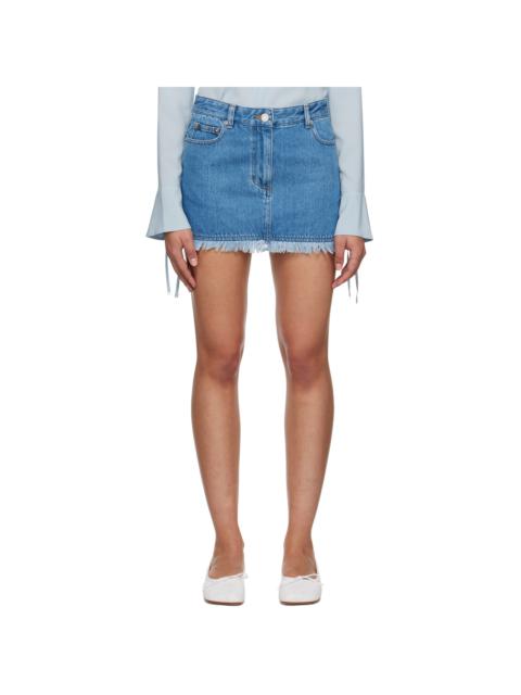 SYSTEM Blue Frayed Denim Miniskirt