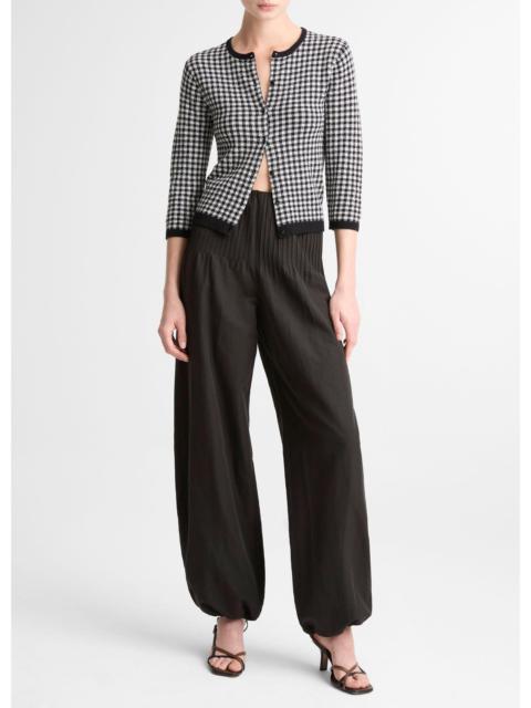 Vince Pintuck High-Rise Wide-Leg Drawcord-Hem Pant