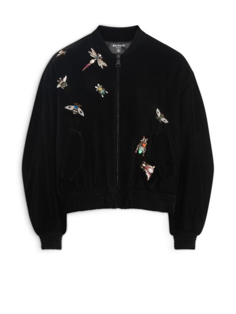 Balmain Embroidered velvet Balmain Insect bomber jacket