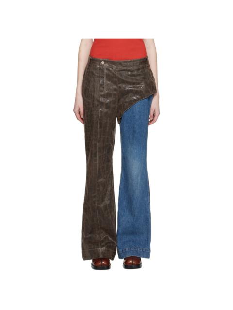 Andersson Bell Brown & Blue Lance Faux-Leather Trousers