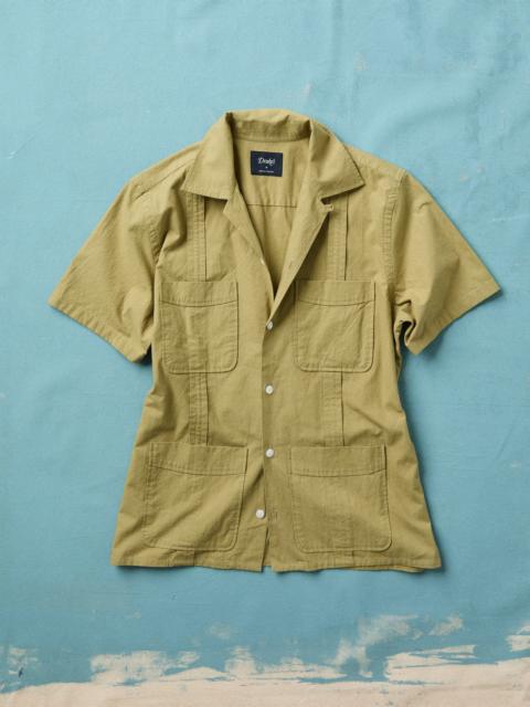 Drake's Khaki Cotton-Linen Crepe Cuban Shirt