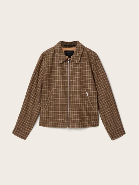 ALLSAINTS LAKESHAW RELAXED FIT LINEN BLEND CHECK JACKET