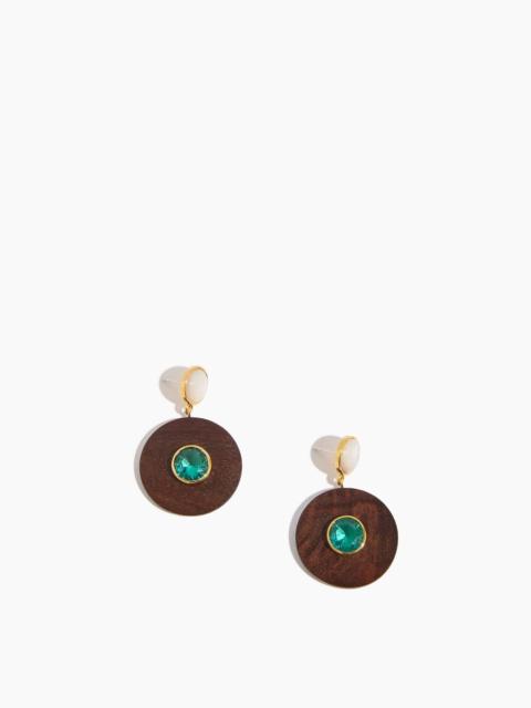 LIZZIE FORTUNATO Taj Disc Earrings in Acacia Wood Multi