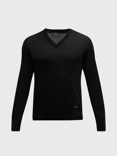 Brioni Men's V-Neck Cashmere-Silk Sweater