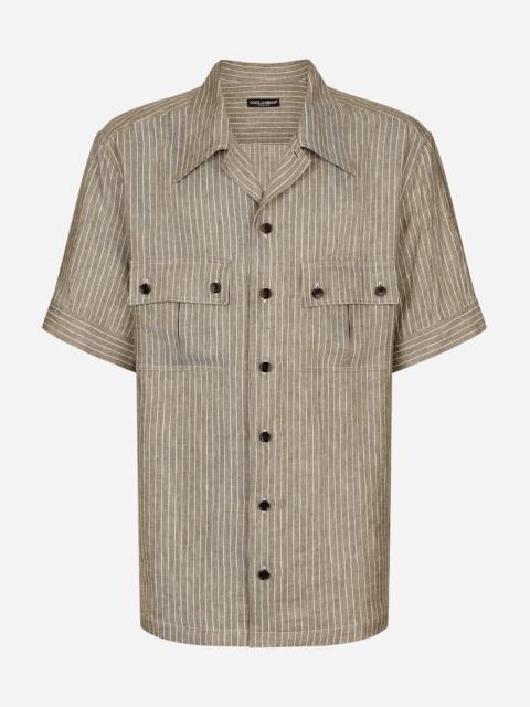 Dolce & Gabbana Striped linen Hawaiian shirt