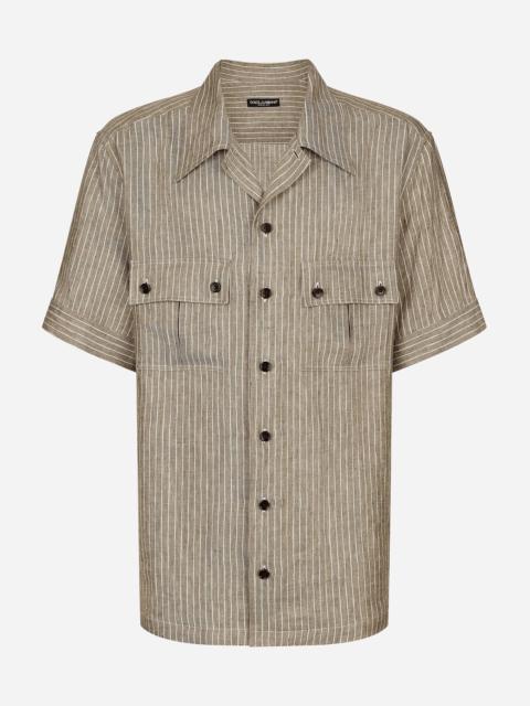 Striped linen Hawaiian shirt