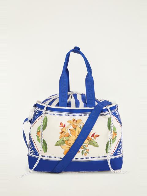 FARM RIO Blue Carioca Tropical Destiny Drawstring Tote Bag