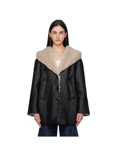 Alaïa Black Hooded Shearling Parka Jacket