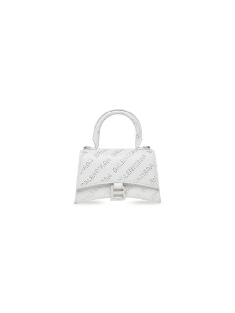 BALENCIAGA Women's Hourglass Xs Handbag With Rhinestones in Optic White