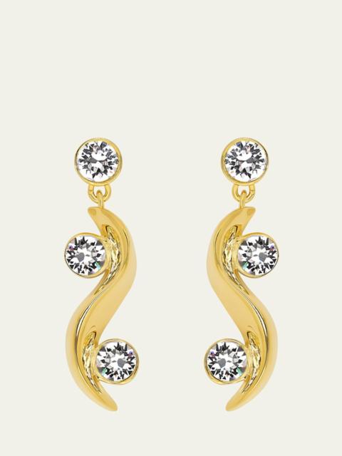 Oscar de la Renta Crystal Wave Drop Earrings