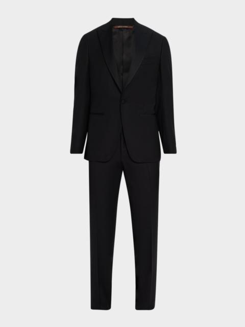 Canali Men's Textured Wool Peak Lapel Suit