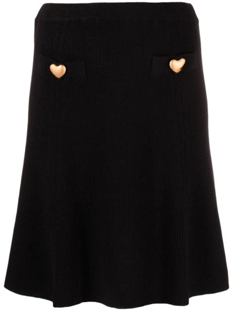 Moschino heart-embellished virgin-wool skirt