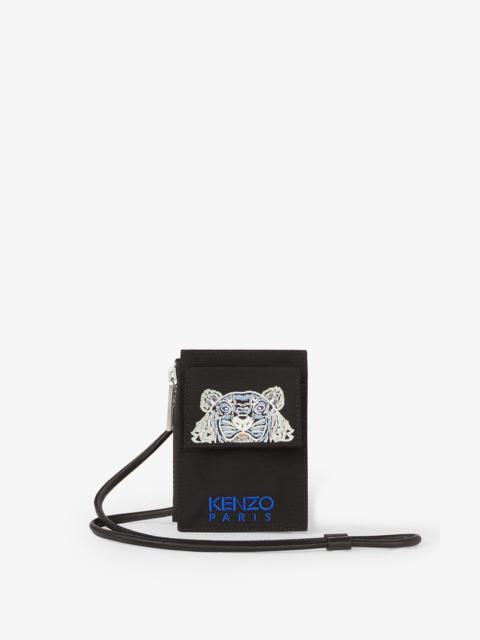 KENZO Canvas Kampus Tiger card holder with long strap