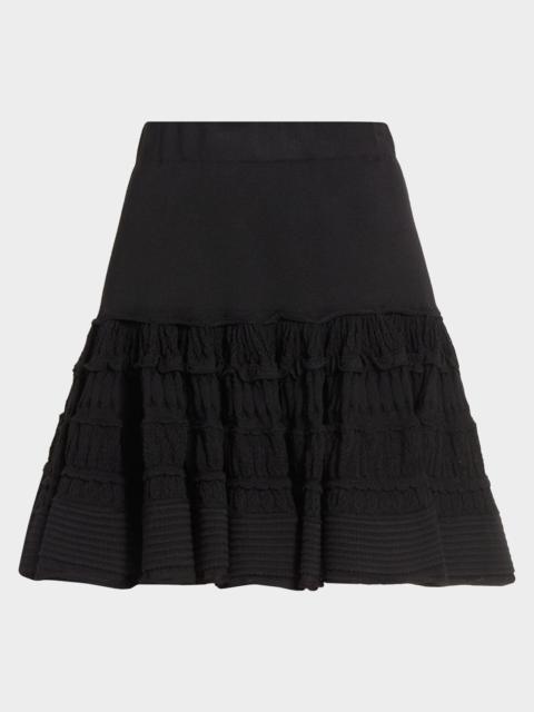 Alaïa Crinoline Pointelle Ruffle Mini Skirt