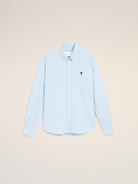 AMI Paris BLUE COTTON SHIRT WITH AMI DE COEUR