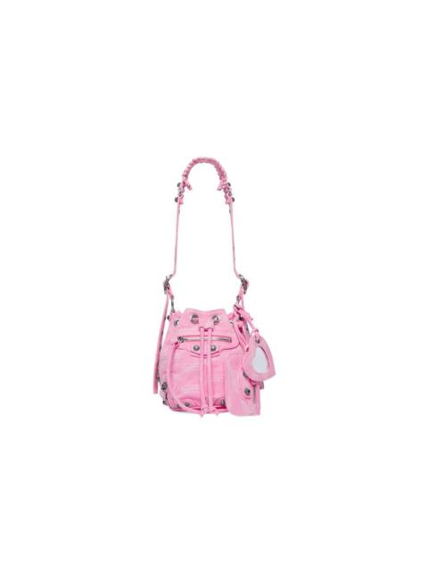 Women's Le Cagole Xs Bucket Bag Bb Monogram Denim  in Pink